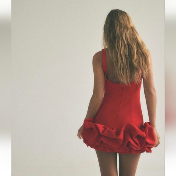 ZARA COMBINATION PUFF HEM JUMPSUIT DRESS - Picture 4 of 9